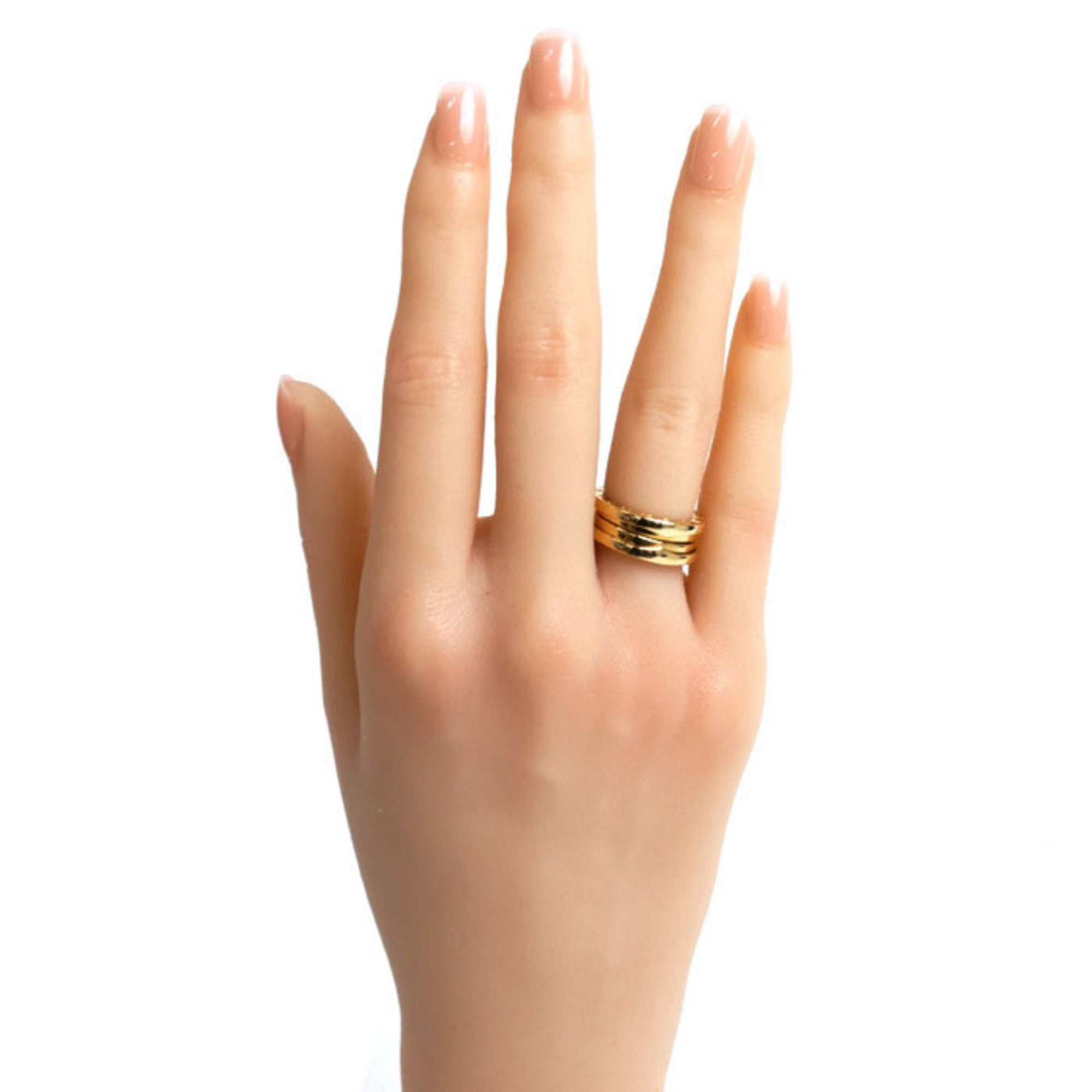 Bvlgari Pre-Owned Ring, Three-Band Gold Women's Yellow BVLGARI B-ZERO1 7.7g, (Good) K18YG 47, Size 6.5,