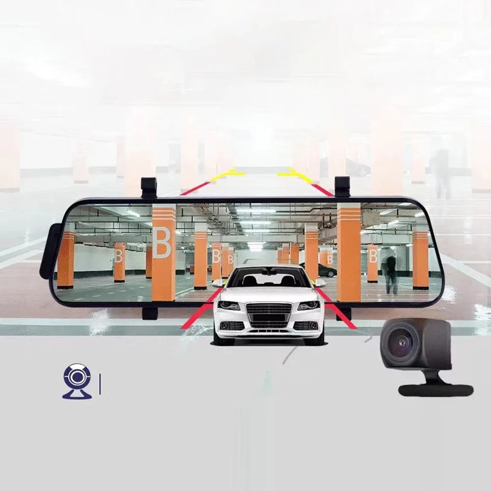 Dash Rear Inch Angle - Wide Monitor, Dual Loop - Front Cam Recorder Parking Detection Support, Camera Motion DVR & Collision Driving - Locking Night-Vision, 1080P 9.66 Touchscreen