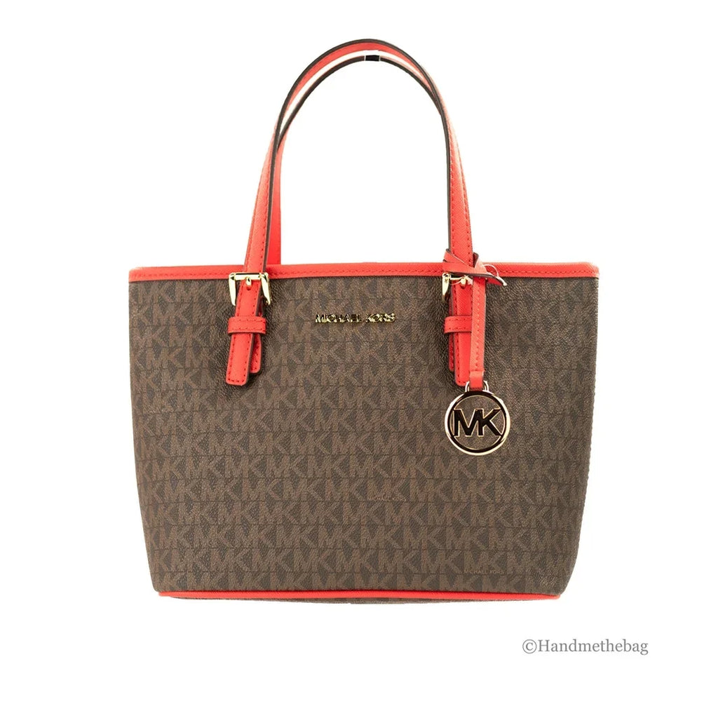 Logo (Dark Jet Sangria) Michael Travel Top-Zip Extra-Small Kors Tote Set Bag
