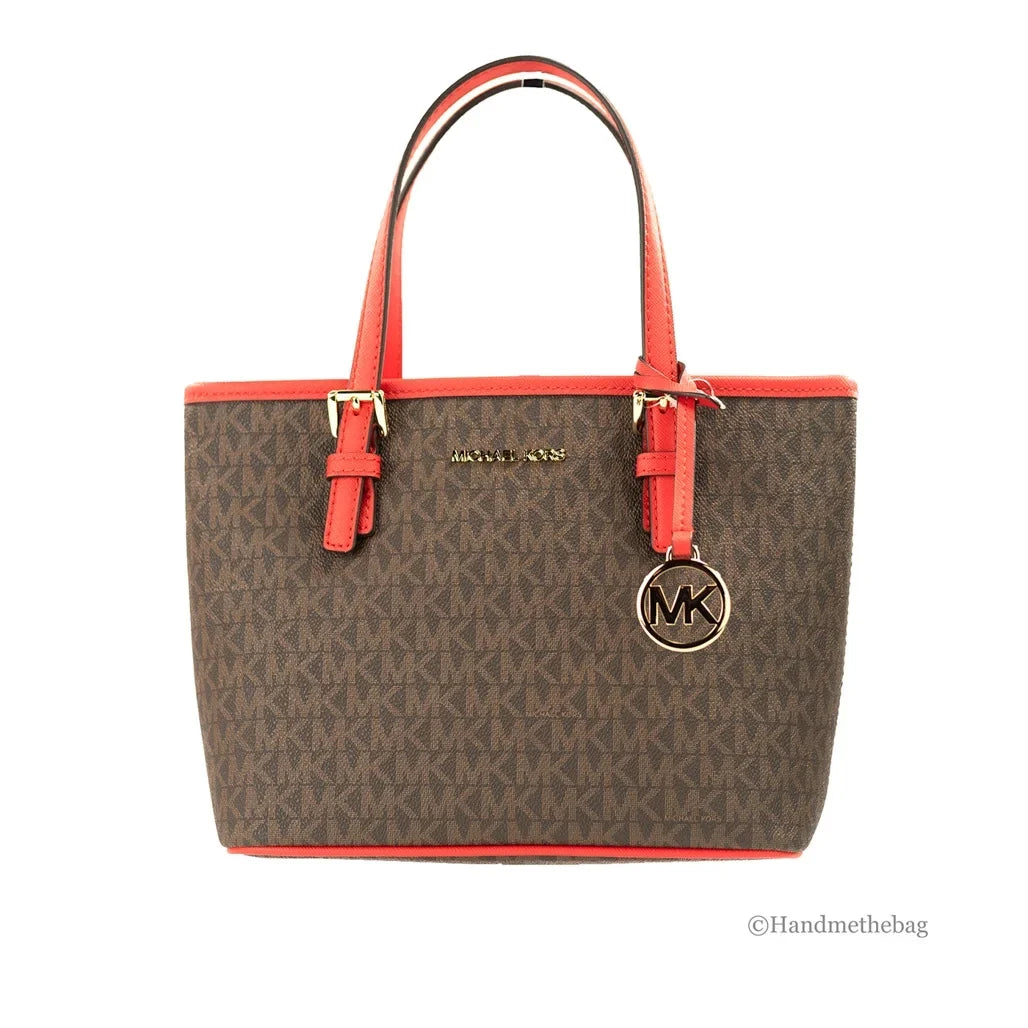 Logo (Dark Jet Sangria) Michael Travel Top-Zip Extra-Small Kors Tote Set Bag