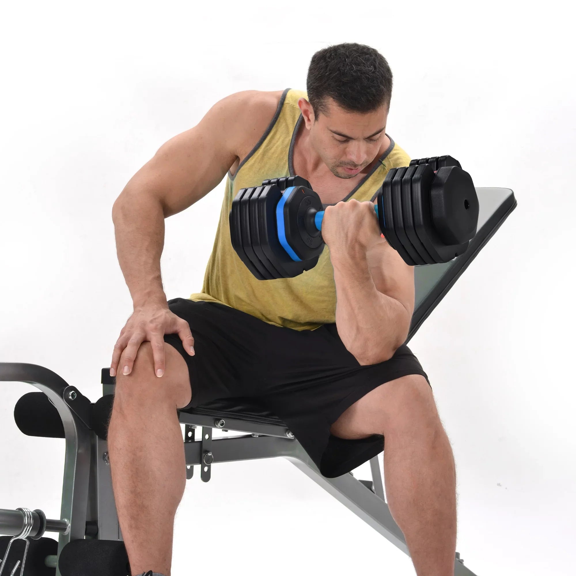 Dumbbell Handle Workout 55lb Set for with with Fast Turning by Full Dumbbell of - Body Anti-Slip x2 Weight Tray, Exercise 2 Fitness Suitable Dumbbell Adjust Adjustable Handle,