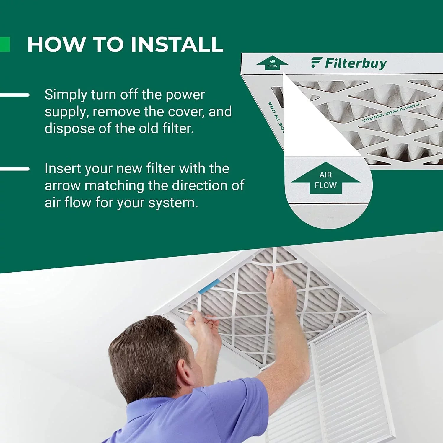 Filterbuy MERV Filters Pleated HVAC AC Furnace Air 23.5x23.5x1 8 (3-Pack)