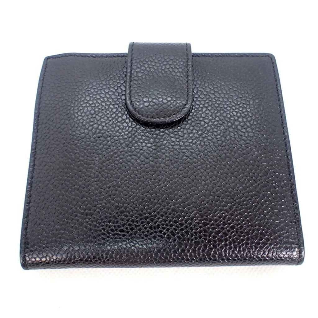 wallet Chanel black Pre-Owned skin CHANEL (Good) trifold caviar