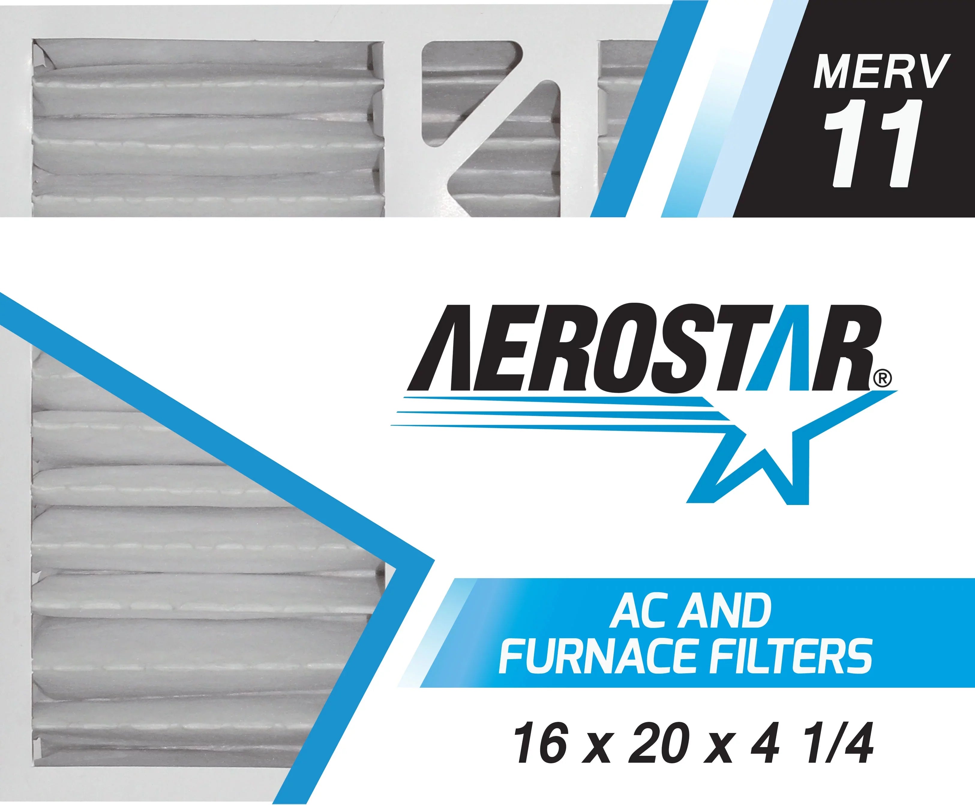 Carrier Aerostar 2 11, 16x20x4 of 1/4 16x20x4 MERV Filter, 1/4, Pleated Air Replacement Box