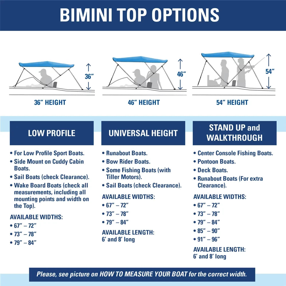Bow Dye High BLACK Solution W - ft. Bimini 73" 3 Cover Boat x 6' 46" Top 78" L