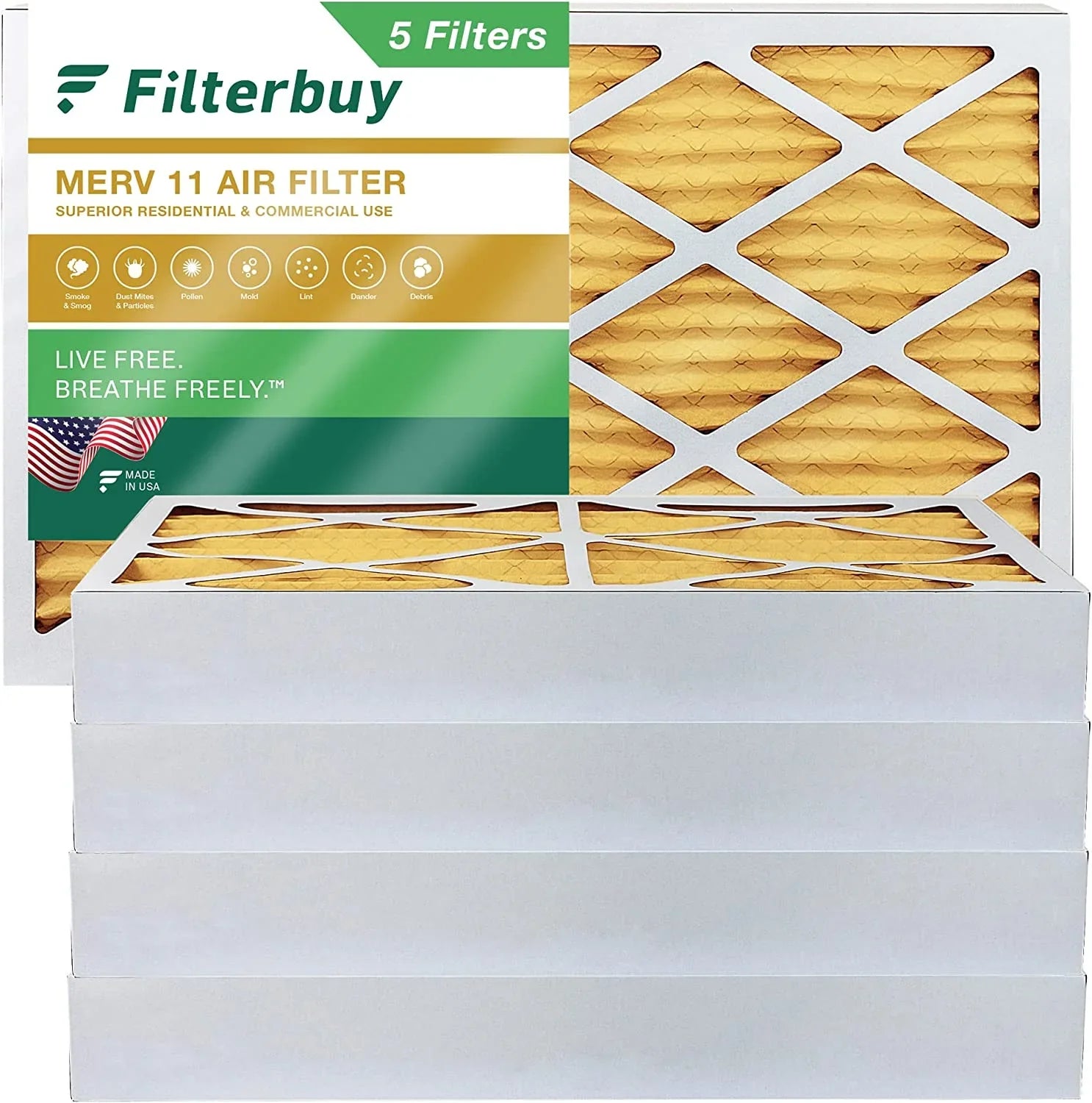 HVAC Furnace AC Pleated 11 Filterbuy MERV (5-Pack) Filters Air 10x25x4