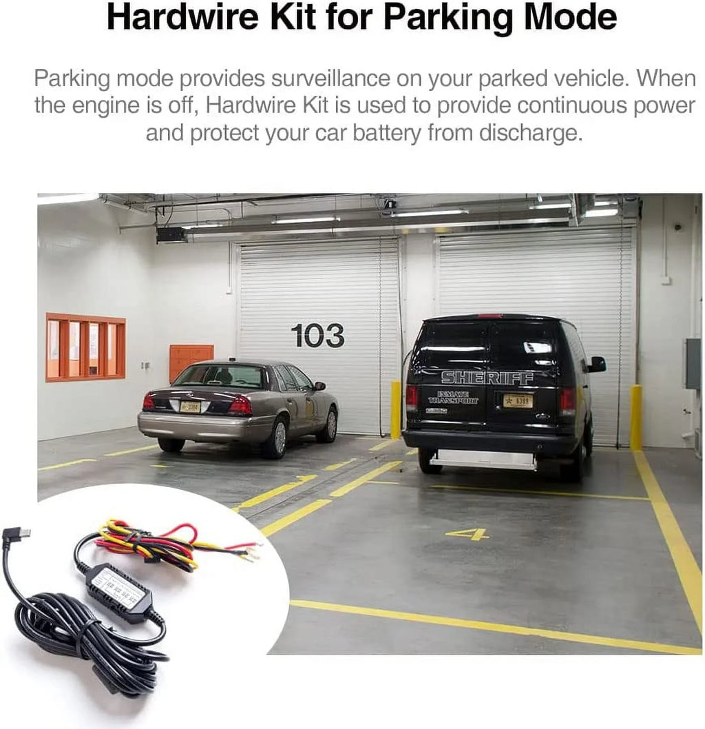 Wire Kit for Dash T130, Acc for Parking Hard USB-C Cam, Kit, Voltage A119MINI HK4 Hardwire Protection Mode VIOFO Low