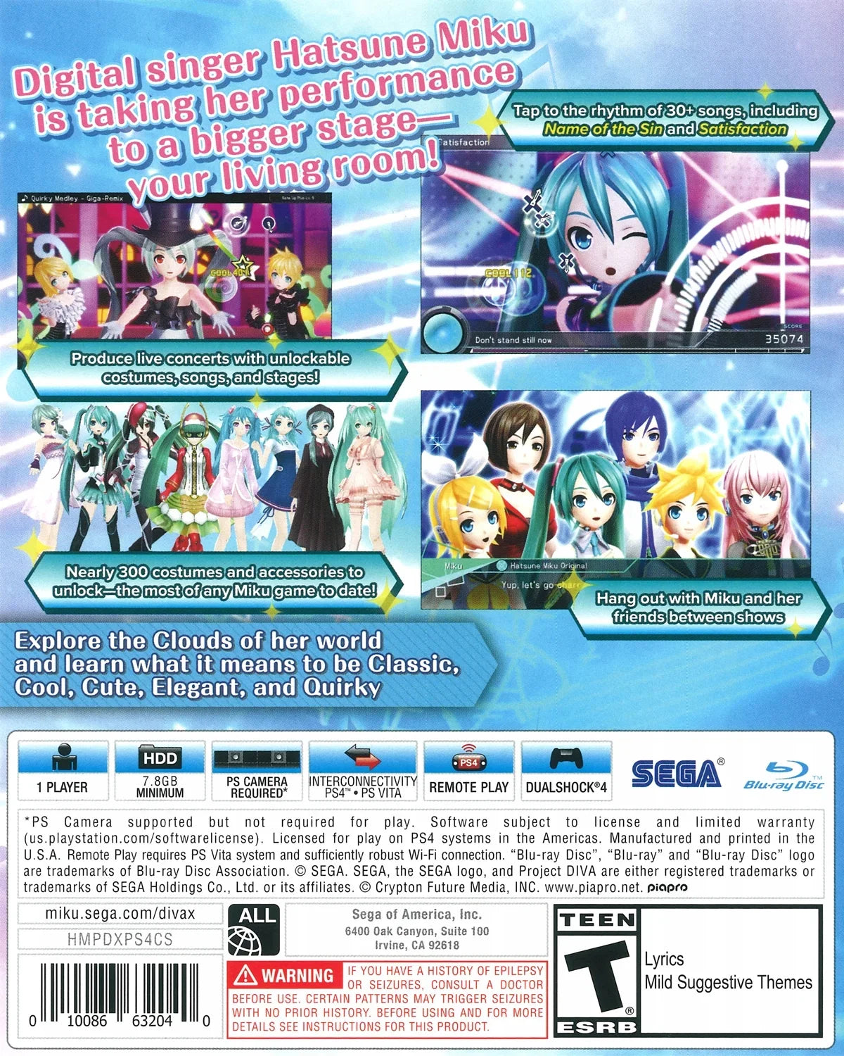 [Physical], 4, Miku: X, Diva Hatsune Project Sega, 010086632040 PlayStation