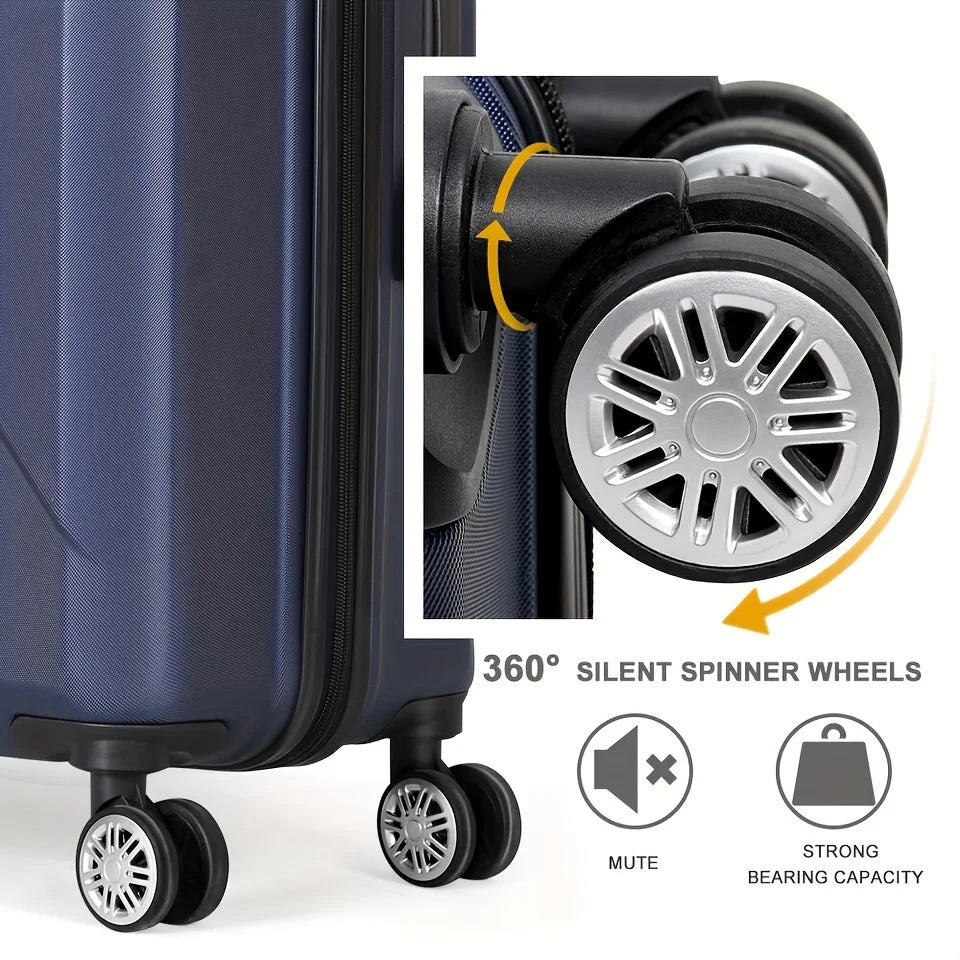 20-Inch Business, Blue Wheels Scratch-Resistant Surface, Travel Carry-On Four Spinner Hardside Inch Luggage 20 Suitcase And With For - Lock