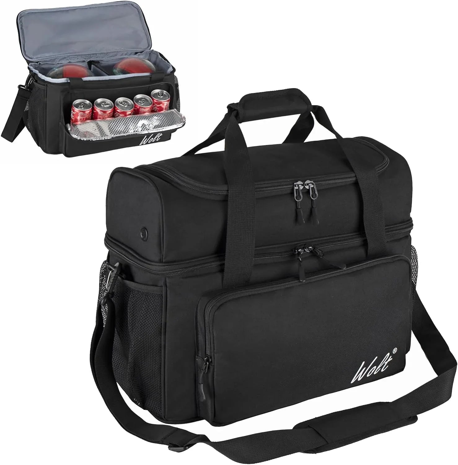 Bowling Mens WOLT Size Polyester for Balls 2 Fits up Ball Shoes Bag 16 to Black | Bowling