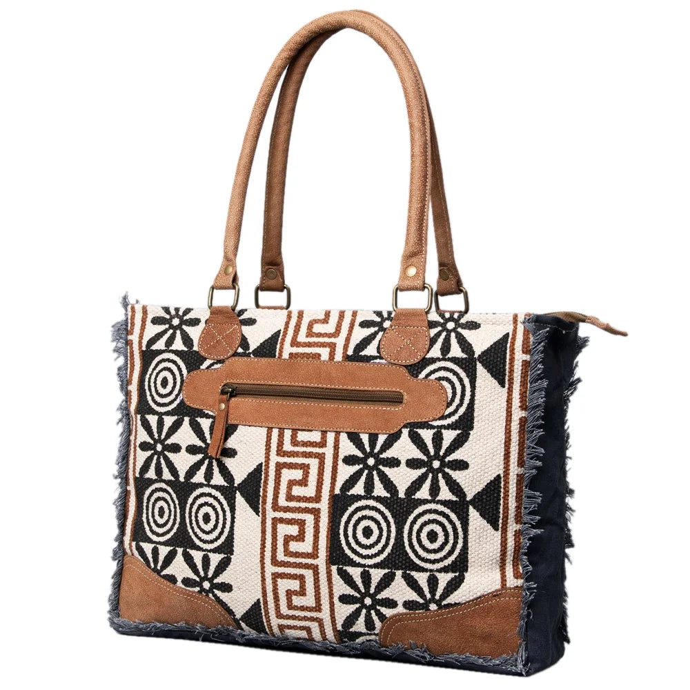 handbag Upcycled Wool Upcycled western OHLAY KB491 women Canvas KB TOTE Leather bag purse Genuine