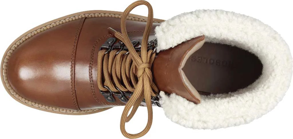 Tan Bootie Faux Alden Women's Hiker Leather/Faux 11 M Shearling Wedge Aerosoles