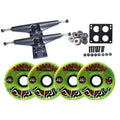 LONGBOARD WHEELS TRUCKS GREEN Skateboard SWIRL BIGFOOT