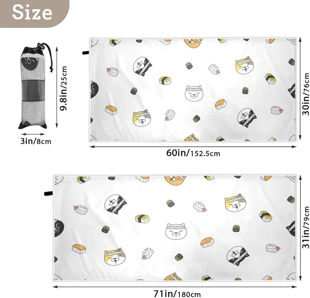 Sushi - Towel Lightweight for Bestwell Compact Super Absorbent Camping Quick Dry Holiday£¨164£© Oversized Towels - Travel Beach Kitten Towel Swimming Chef