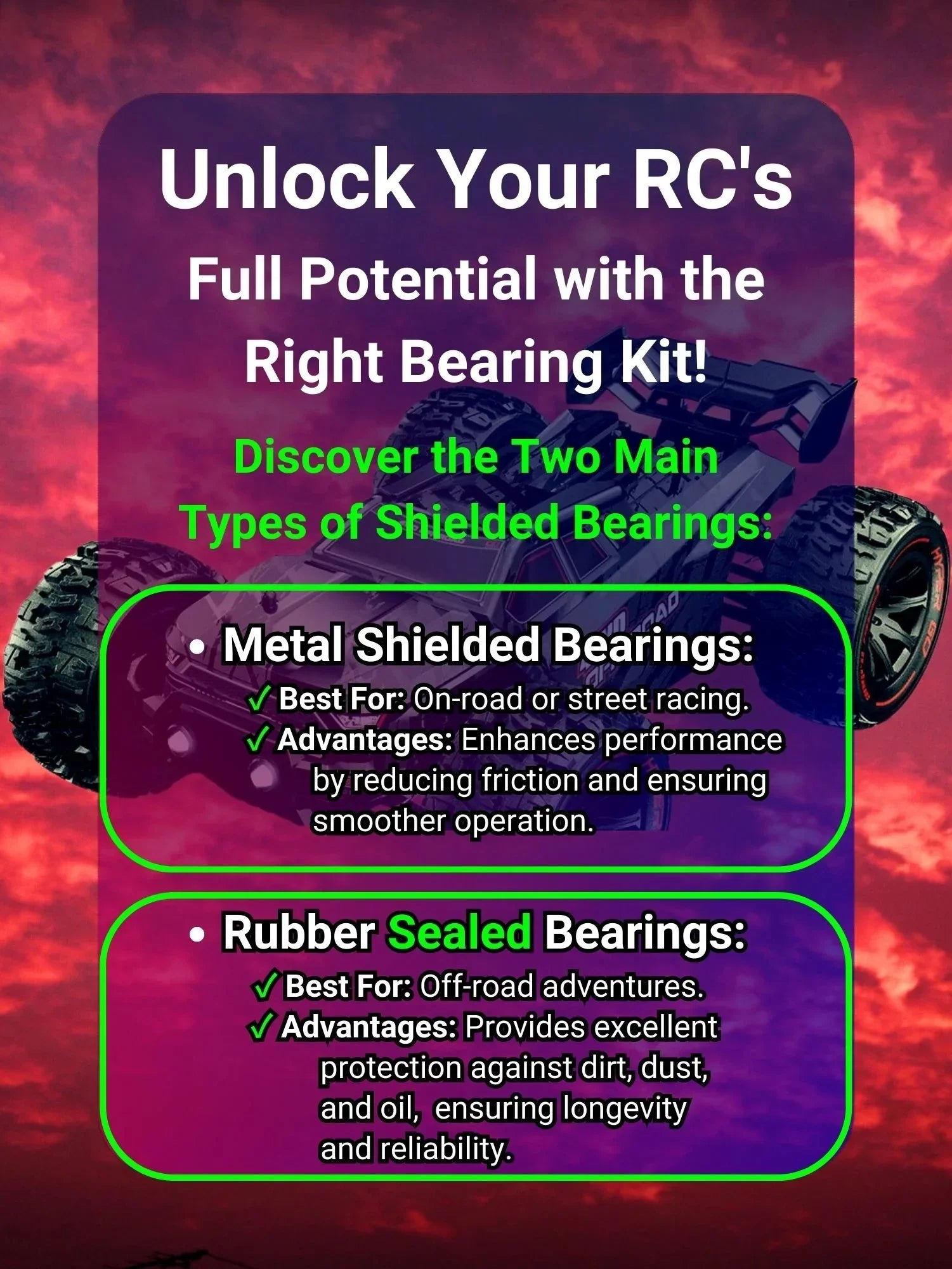 Bearing Metal - for RC DESC410R/V2 RCScrewZ Set Kit Team durg004b Complete Shielded Durango Car