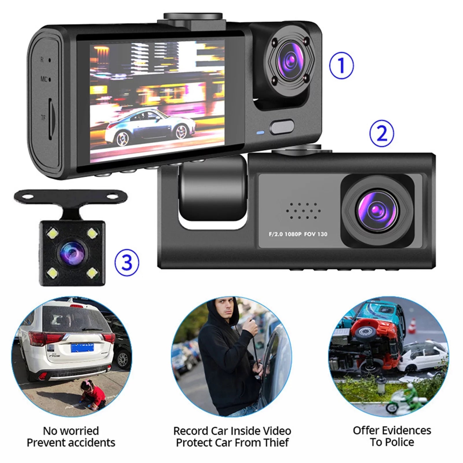 Vision Camera Rear, Cam and Mirror Apexeon Dash Front Night Design Car Rearview Recorder,