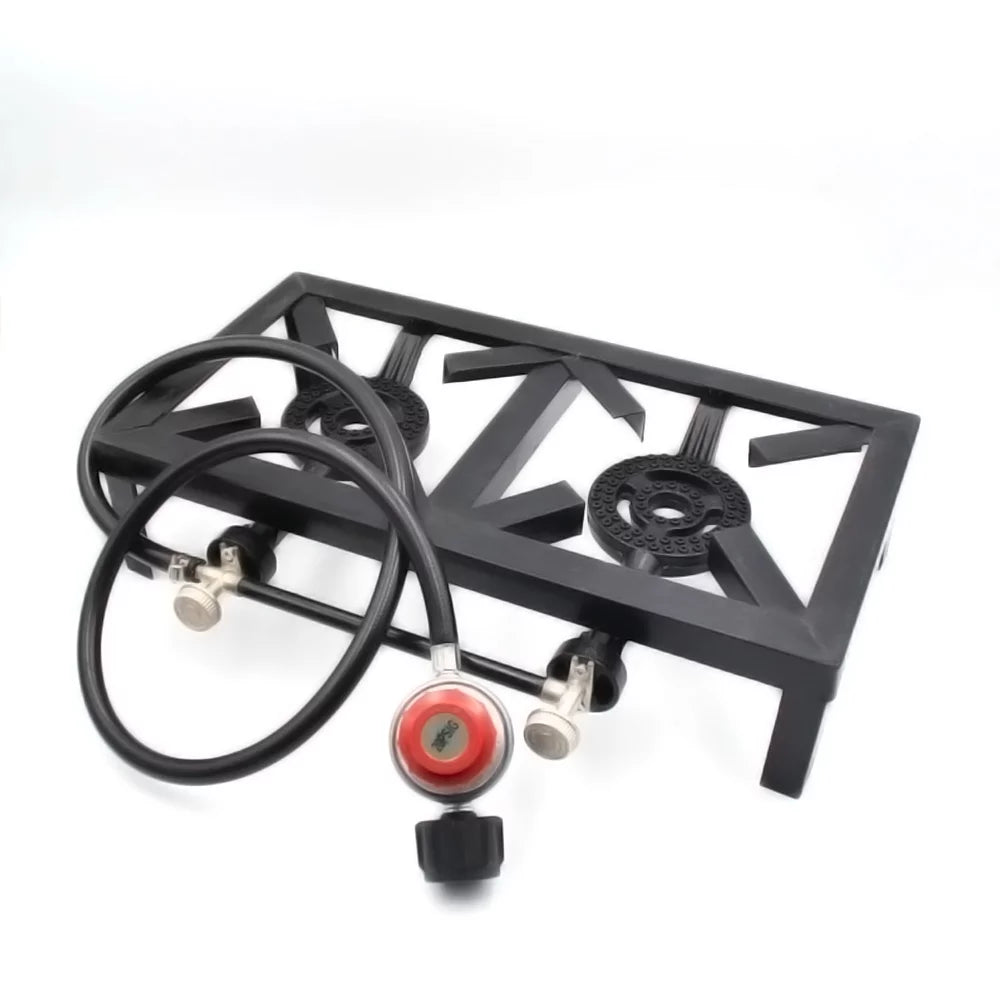 ( Iron Patio BBQ Apexeon Gas Cooking Camping for Propane Double Stove Cast Standard)