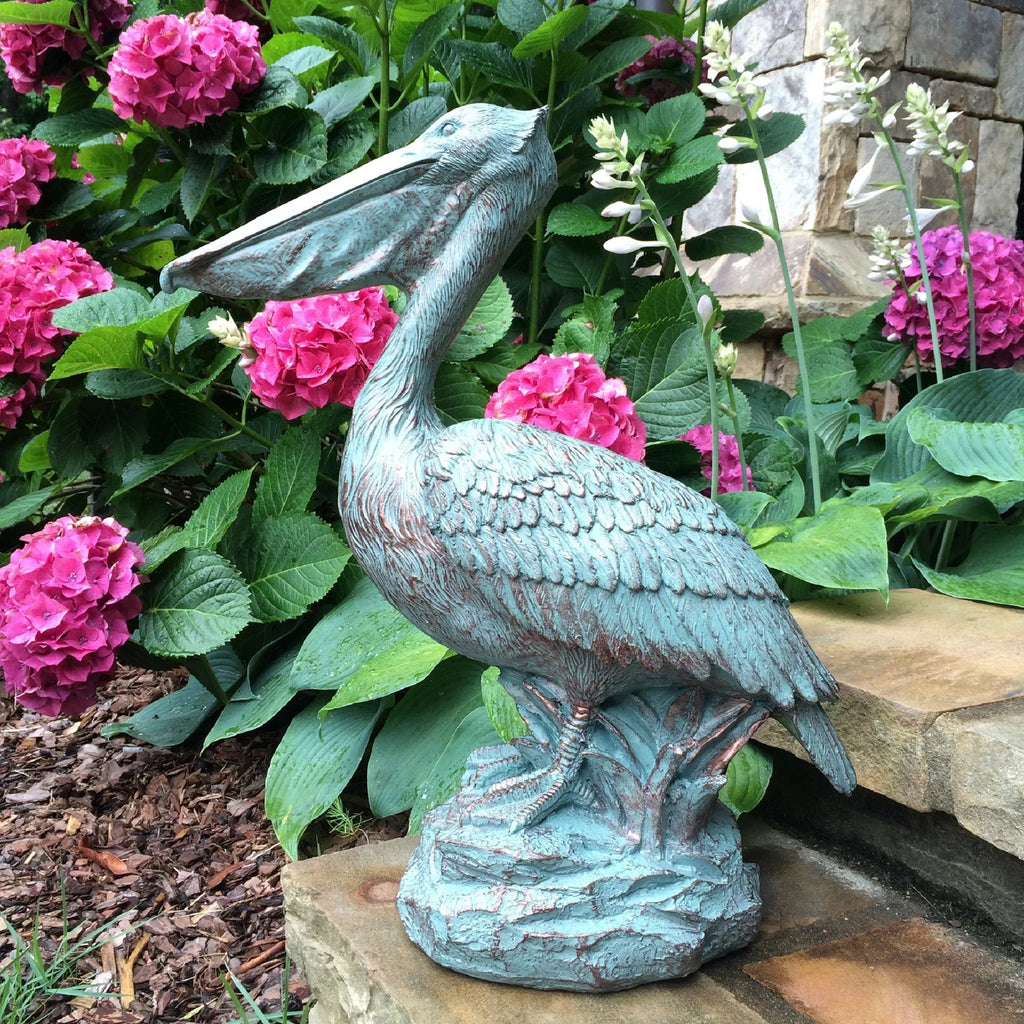 on Beach Rock 20 Bronze Pelican Patina Coastal in. Nautical Homestyles Statue