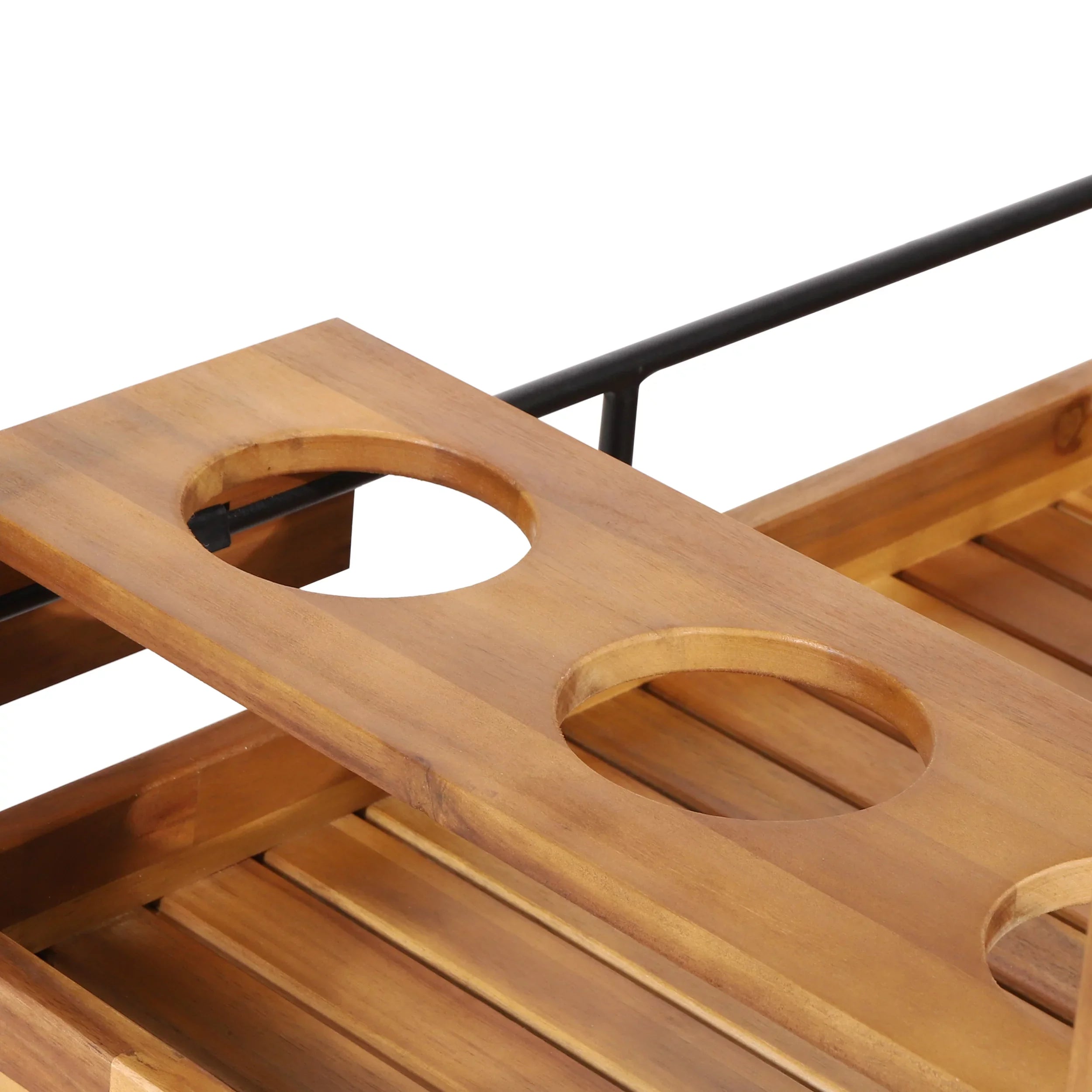 Black Studio 2 and Bonneau Holders, Bar with Teak Outdoor Acacia Wood Cart Tiered Bottle GDF