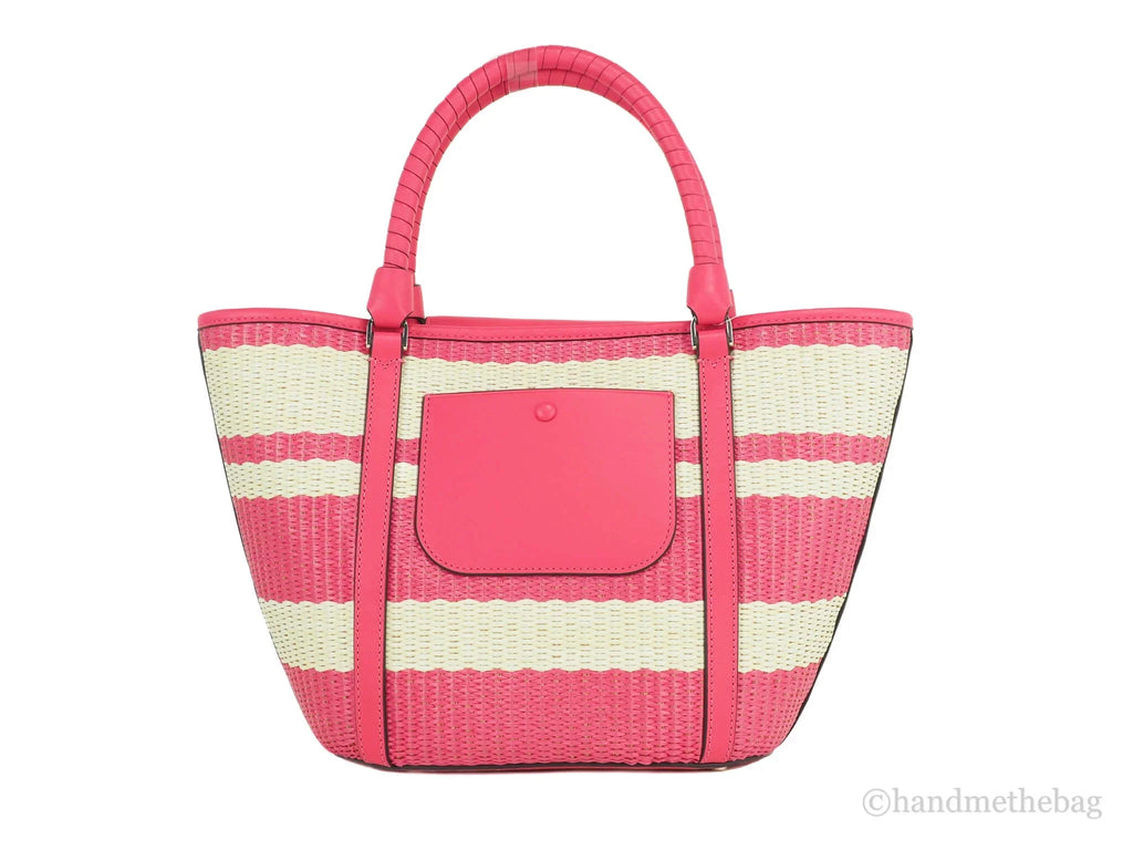 Bikini Kate Spade Medium Striped Handbag Straw Convertible Cruise Bag Tote Pink