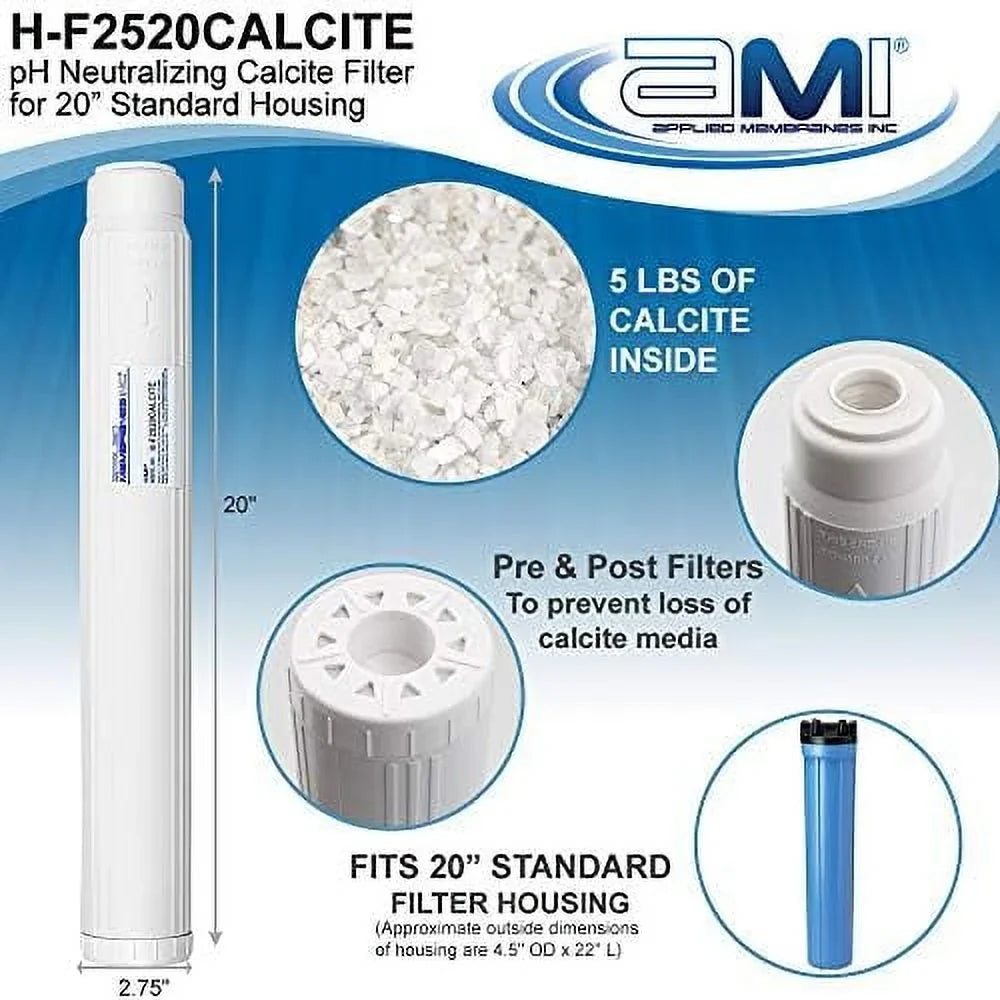 | Fits Size Filter Standard) Water Standard Neutralization Ph Cartrid Water (20" Of H-F2520CALCITE INC 20" Raise | Standard Ph Housing Low | Filter Calcite To Alkalinity Filter 20¡±