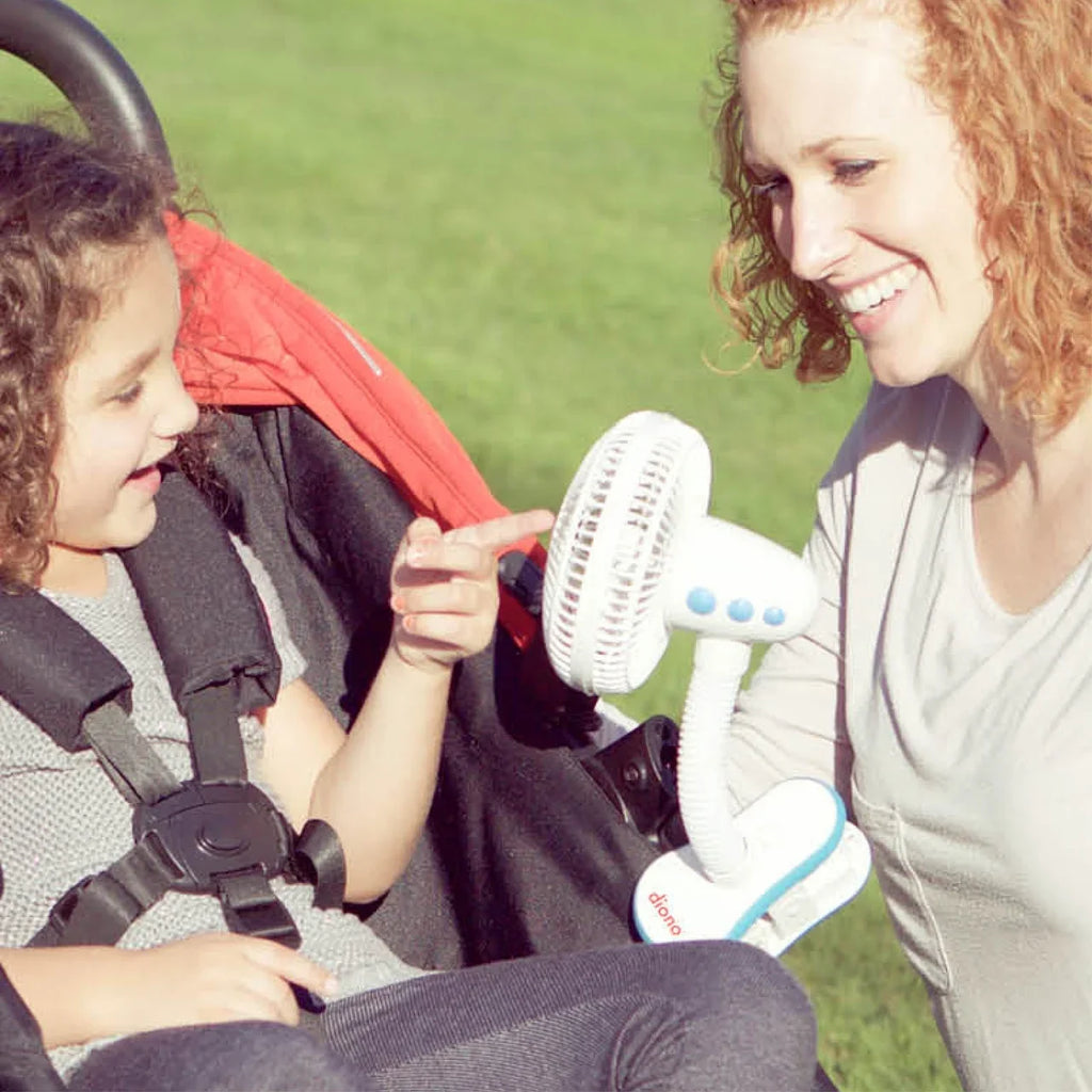 Pack Safe of for Neck Baby Perfect Two, Universal Stroller Flexible Clip-On Angle, Diono with White Fan