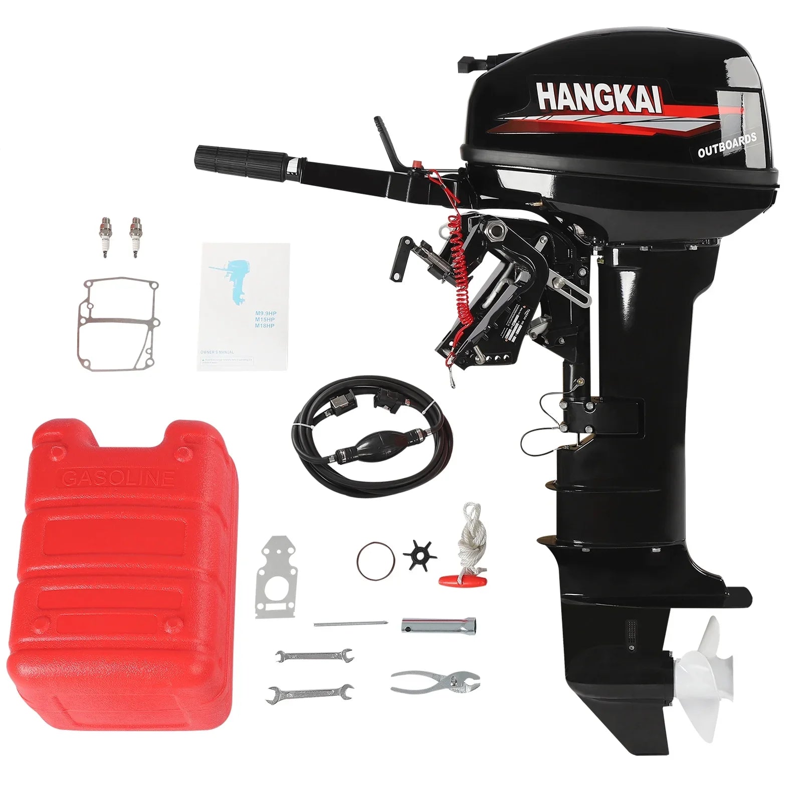 Engine 2 246cc Cooling Alloy Water Wuzstar 18 Aluminum w/CDI Long Motor HP System Shaft Boat Fishing Outboard Stroke Motor, Boat