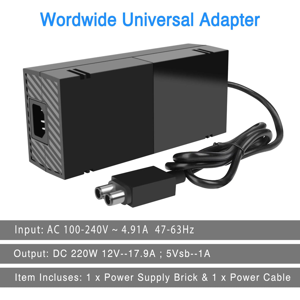 One for Supply [220W Cool with Brick Console Game Cord, 12V Low Xbox Power Noise 17.9A] NATNO Power and