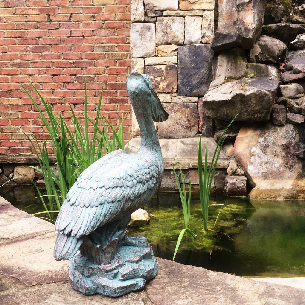 on Beach Rock 20 Bronze Pelican Patina Coastal in. Nautical Homestyles Statue