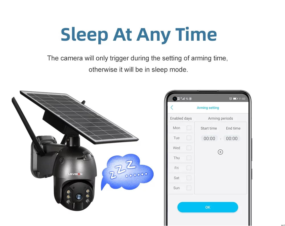 Wireless LS VISION System Camera 4MP Battery Solar Wifi Powered Camera Outdoor PTZ Security