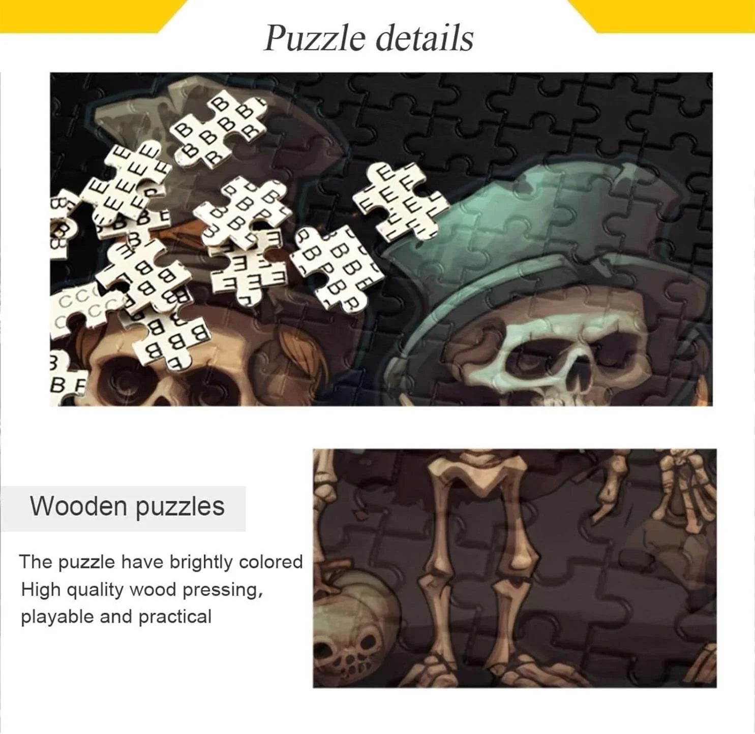 Zigsaw Halloween Friends 500 Bag, Kids with Brain Dreamtimes Puzzle Jigsaw Skeleton Gift Challenging Game Print, Exercise Family Alphabet Puzzle for Partition Parents Storage Wooden Adults, PCS for