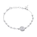 Sterling Virgin Medal Mary Rosary Beads Jewelry Bracelet Prayer Bling Cross Silver
