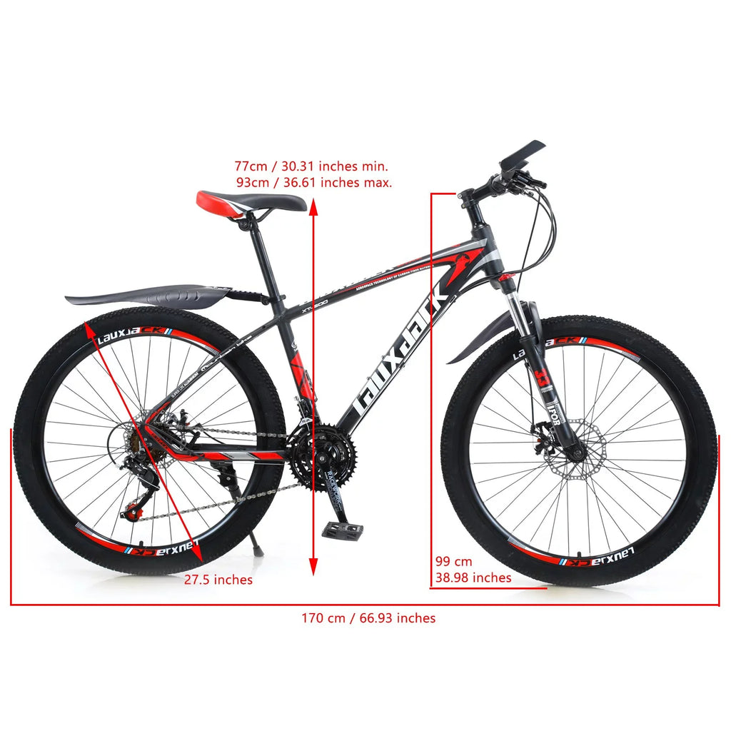 Bicycle 27.5" Lock+Air Bikes Speed Adults 21 Pump Mountain MTB+Bike Wheels