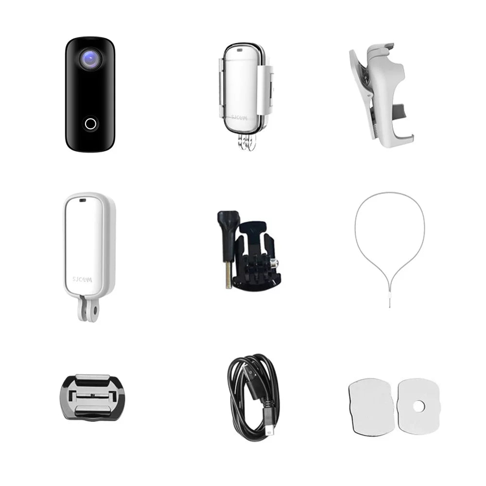30M Sharing Lanyard Built-in Clip Waterproof Connection C100 1080P30fps Case Battery Action SJCAM Magnetic WiFi Back Waterproof Digital APP Video with Body