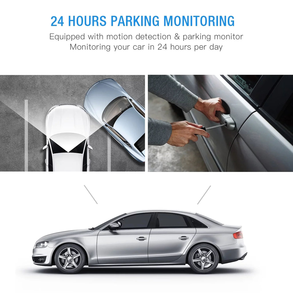 TOGUARD Camera Front Cam Parking LCD Car Inside Dual Loop and Dash 1080P G-Sensor, Vision 3" Screen Recording with Camera Monitor, Night IR Dash