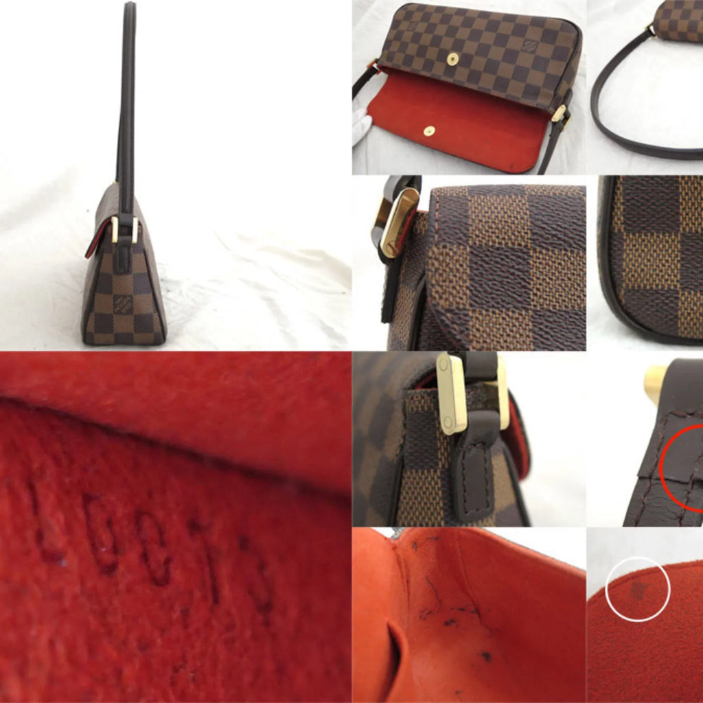 Canvas (Good) Shoulder Louis Vuitton Hardware Blau One Gold Recoleta Pre-Owned Handle Damier Women's N51299 x Bag