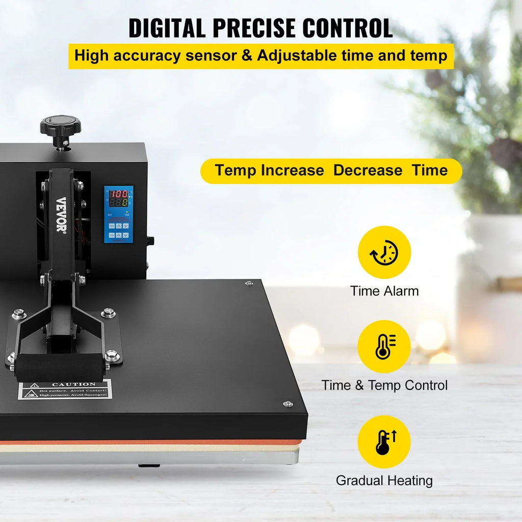 Press Heat to Use Transfer TShirt VEVOR for Industrial Heat and Power, Heat Digital Machine Vinyl, Press 1700W Easy Sublimation Black 16x24 Printer