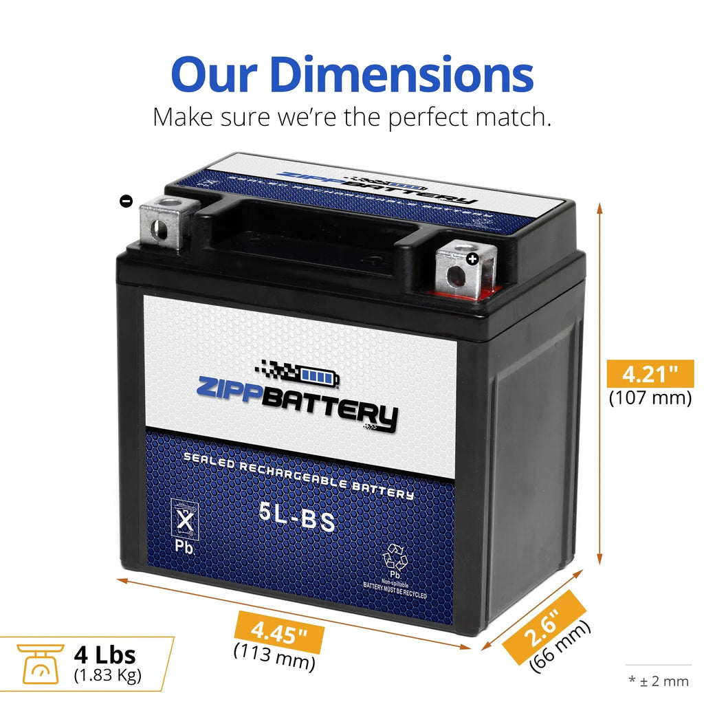 for Battery Zipp 90Cc Atv Arctic 2008 Dvx90, Battery Ytx5L-Bs Cat Utility