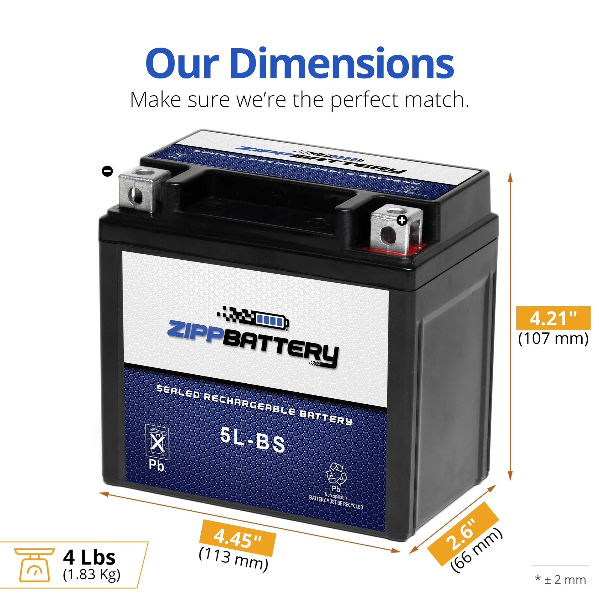 for Battery Zipp 90Cc Atv Arctic 2008 Dvx90, Battery Ytx5L-Bs Cat Utility