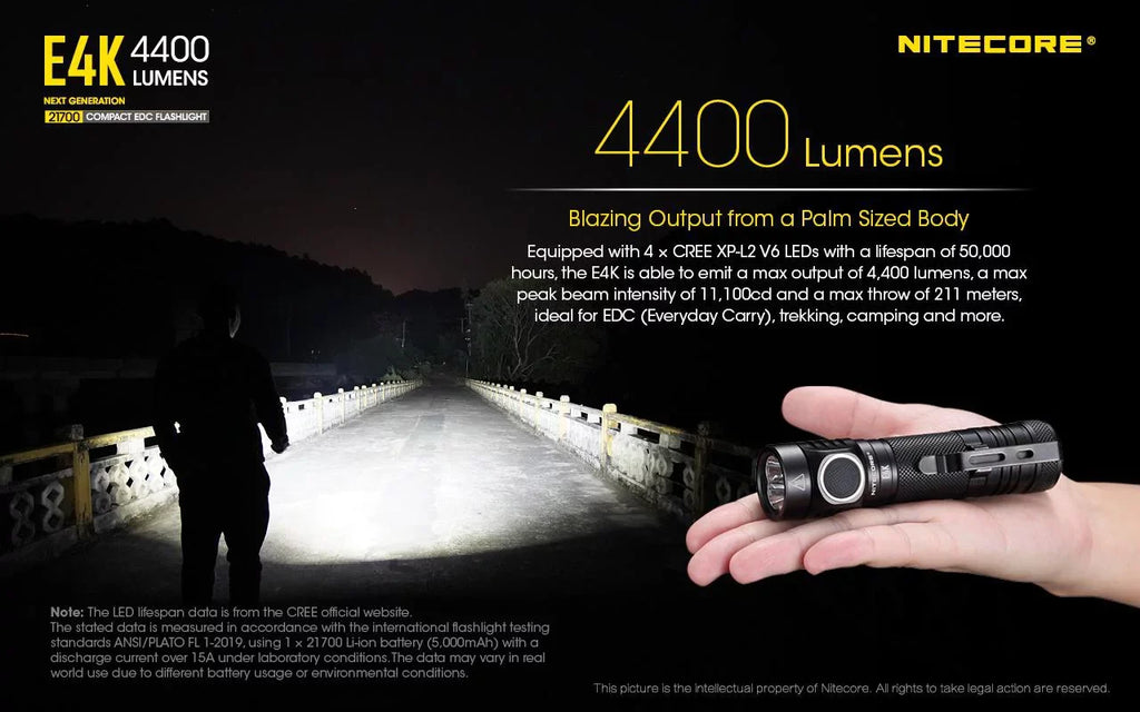 Flashlight generation NITECORE Lumens Combo: Light E4K 4400 -380 w/Tini Keychain Lumens - Copper Next