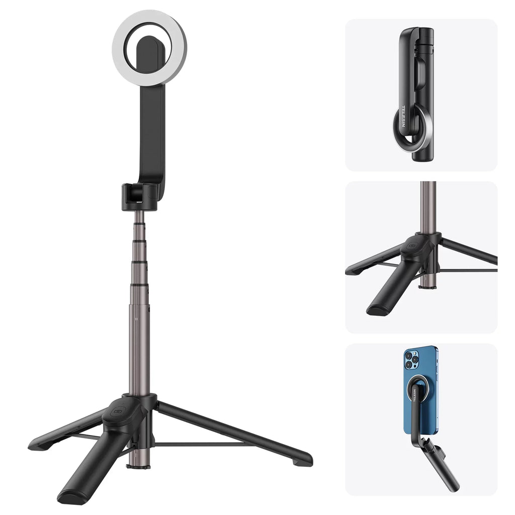 Magnetic Remote Stick inch Selfie Tripod, TELESIN Rotation , with Control 27.1 for