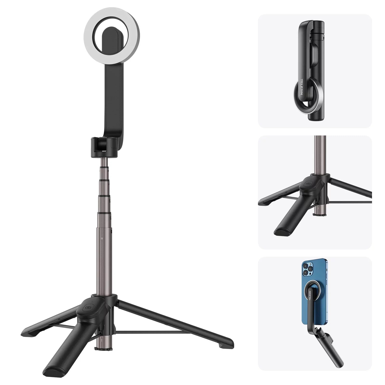 Magnetic Remote Stick inch Selfie Tripod, TELESIN Rotation , with Control 27.1 for