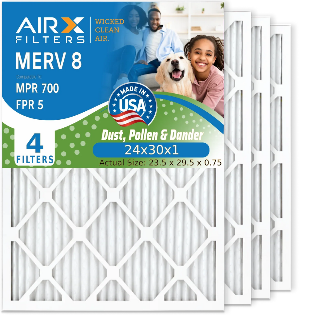 Made 24x30x1 HVAC Pleated AIRX Filters Furnace CLEAN Air MPR Comparable by USA 8 700 Filter 5 Filter FILTERS Pack Air Premium Electrostatic MERV FPR AC WICKED & AIR. 24x30x1 Conditioner to 4