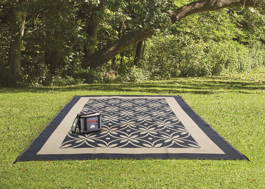 Good Reversible for Drive Patios Mat, Design Garden and RV RV Tan Patio 9x12ft Auto Blue / Flower