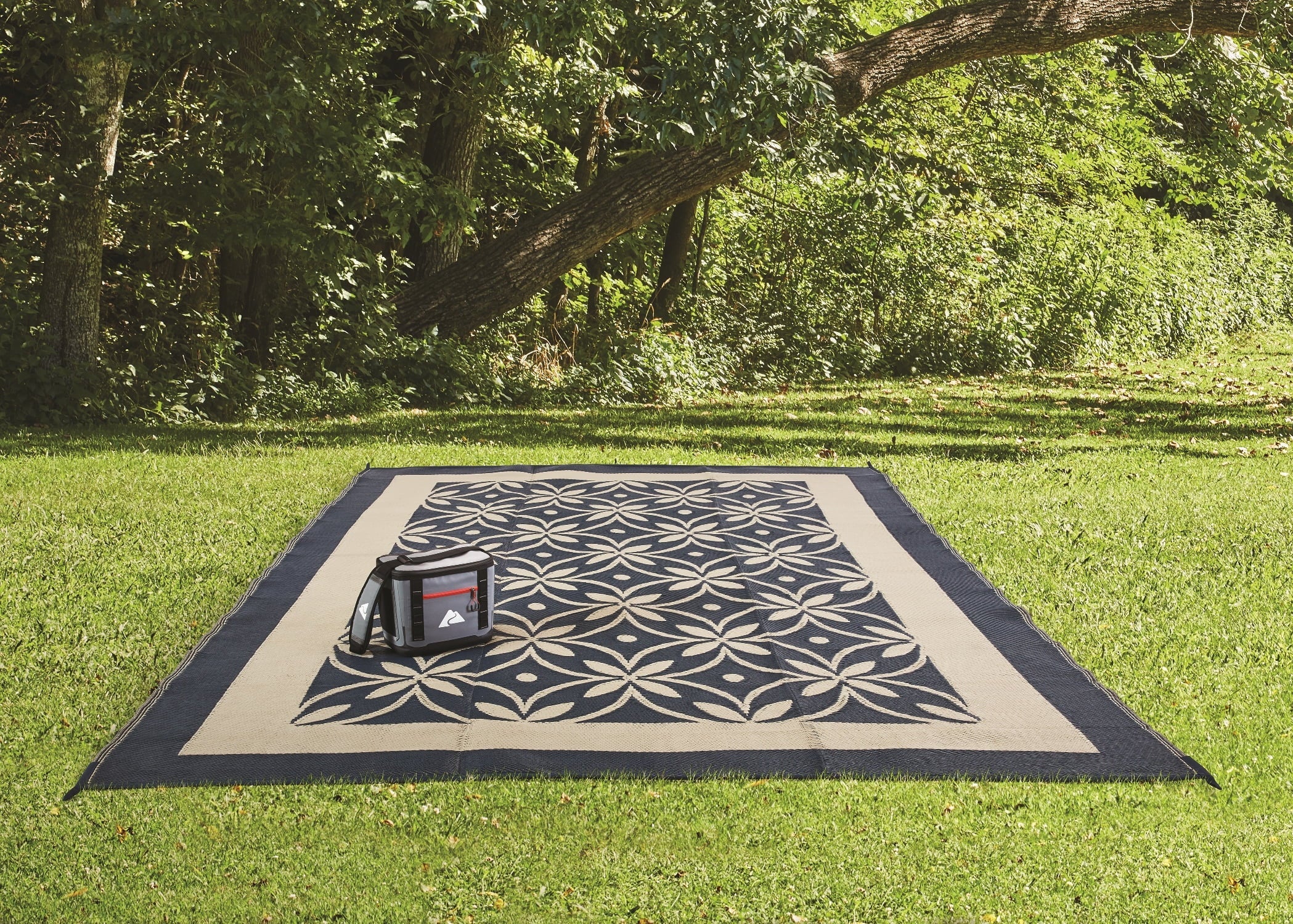 Good Reversible for Drive Patios Mat, Design Garden and RV RV Tan Patio 9x12ft Auto Blue / Flower