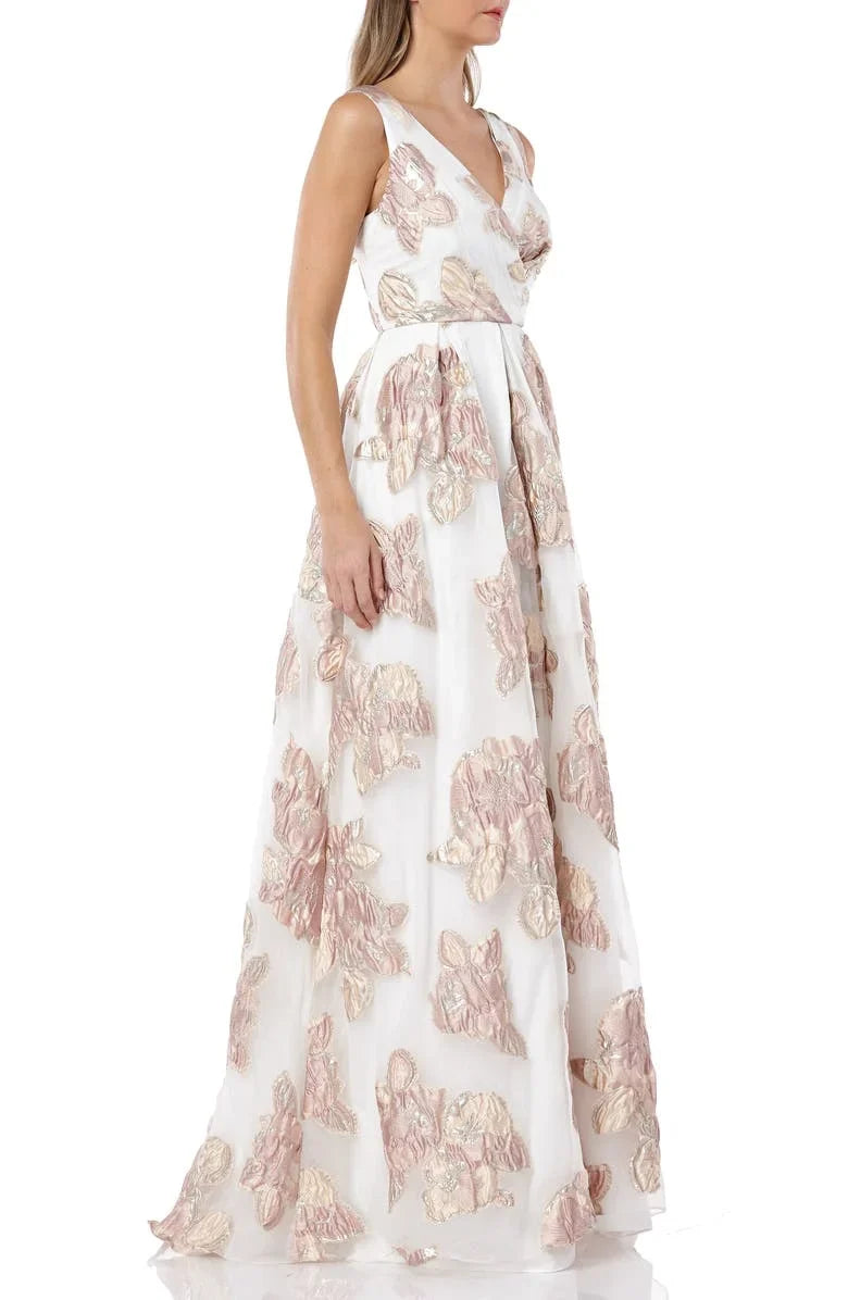 8 US Infusion Organza BLUSH/IVORY Pleated Marc Gown, Carmen Valvo Women's
