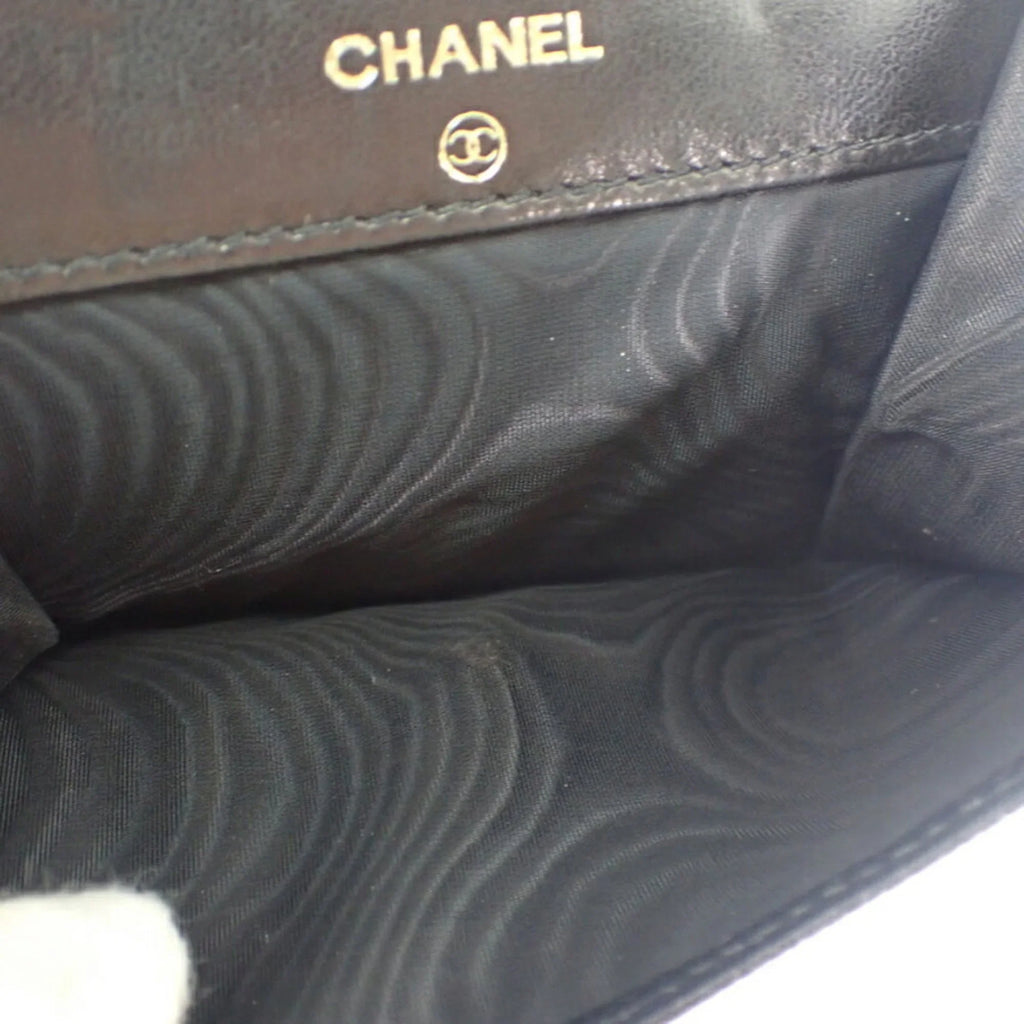 wallet Chanel black Pre-Owned skin CHANEL (Good) trifold caviar