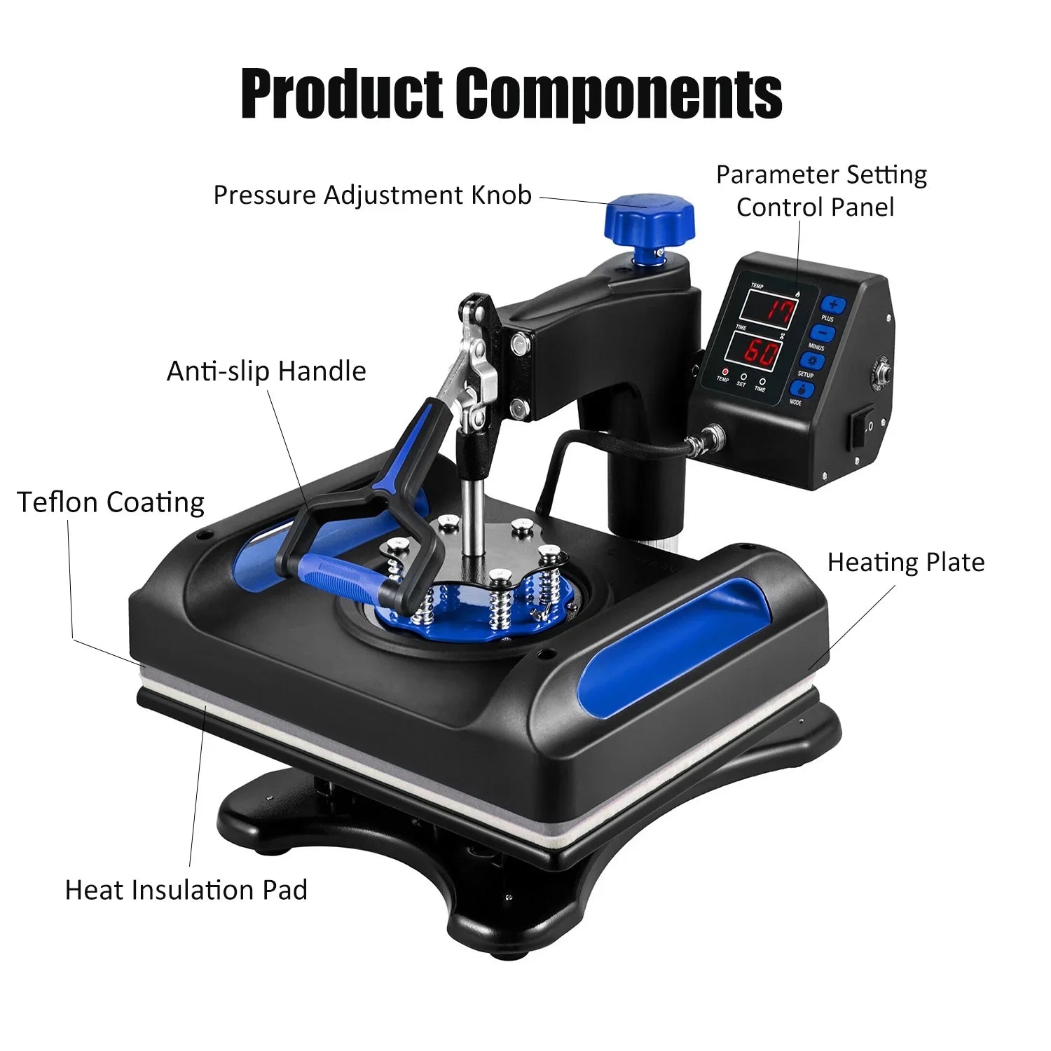 15 x Banner Printer, Pillow, T-Shirts, 1, Canvas Printer Away LCD Blue 12 Transfer Inches in Sublimation 360 Bag, 8 Digital for Control Swing Transfer Vinyl Printing, Precise Heat Press Machine