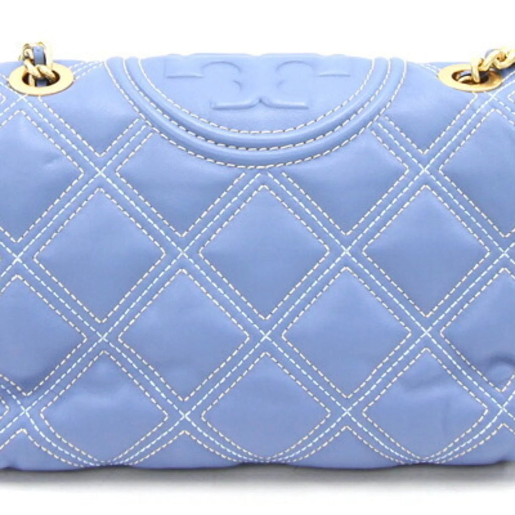 64424 convertible Pre-Owned Tory TORY ladies leather Burch SOFT CONTRAST light contrast bag stitch Fleming New) (Like chain blue BURCH shoulder soft FLEMING STITCH CONVERTIBLE