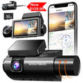 Dash Super WOLFBOX Night WiFi&GPS, Cam Parking IR G-Sensor, 4K Vision, 24H LCD 3 Front Loop Rear Monitor 3" Channel, DashCam with and Recording,